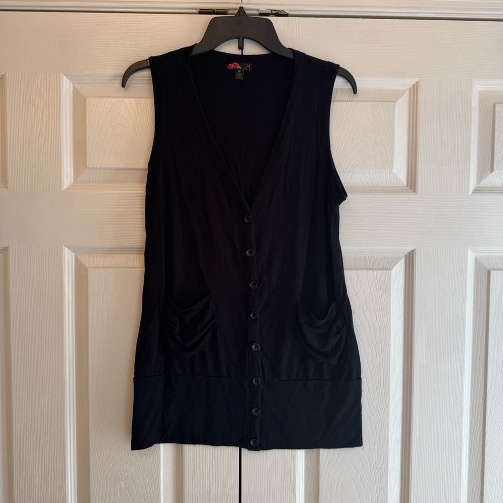 Forever 21 Black Button-Up Vest